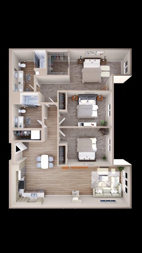Adara at SeaTac Apartments C11 3D Floor Plan